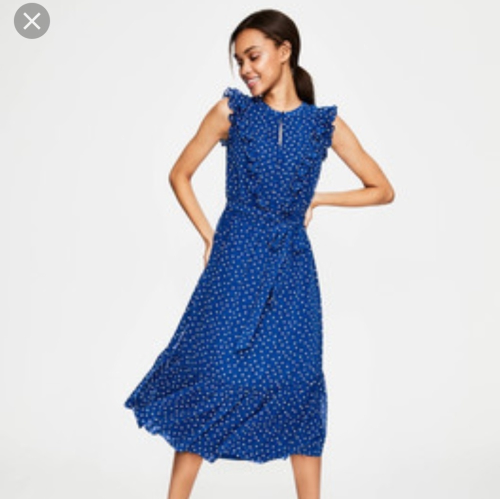 Boden blue polka dot dress